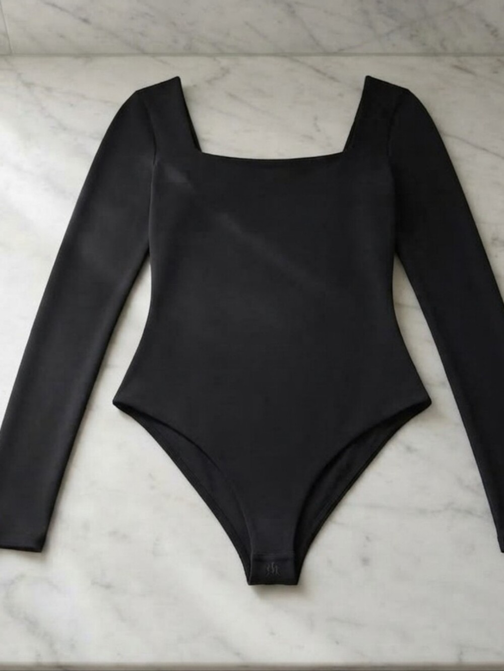 Aritzia 2XL Long-Sleeve Black Square-Neck Bodysuit